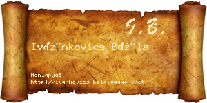 Ivánkovics Béla névjegykártya