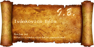 Ivánkovics Béla névjegykártya